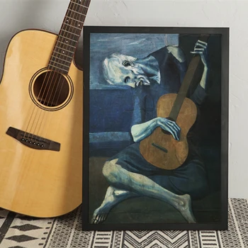 Старый Гитарист Пабло Пикассо, Настенное Искусство, Холст, картина, Плакат Для домашнего декора, Плакаты и принты, декоративные картины