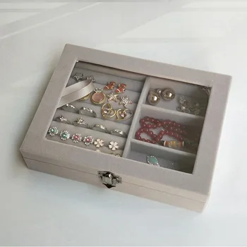 Высококачественная серая бархатная коробка для ювелирных изделий, чехол для колец, серег, браслетов, ожерелий или Органайзер для хранения ювелирных украшений