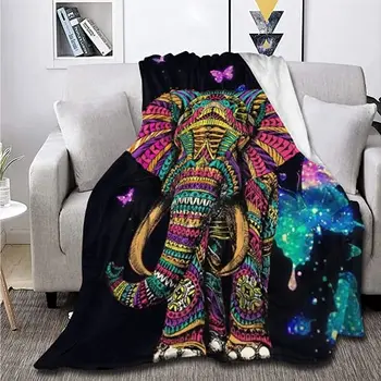 Фланелевое одеяло с бабочкой в виде слона для дивана-кровати, Мягкая Уютная Черная Галактика, Подарки в виде Слона для женщин, взрослых, детей, King Size