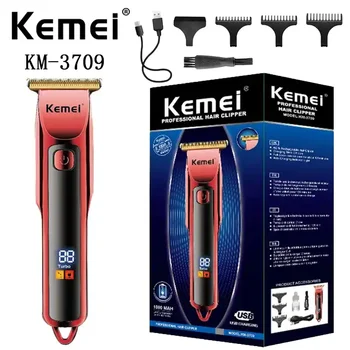 Портативная профессиональная машинка для стрижки волос Kemei KM-3709 с мини-шумоподавлением и ЖК-дисплеем для детей