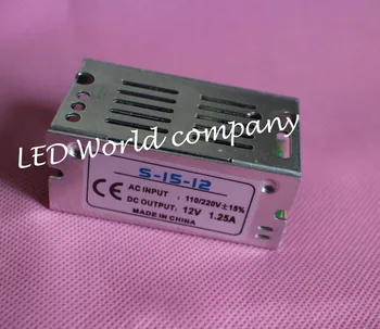 Мини-Размер DC12V Светодиодный импульсный источник питания 12V 1.25A 15W Осветительный Трансформатор, Адаптер питания AC110V-220V