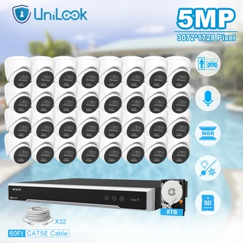 Unilook Security Protection 5MP Mini IP Camera System Kit 32шт IP Камера Для помещений 32CH NVR Система Видеонаблюдения P2P View IP66