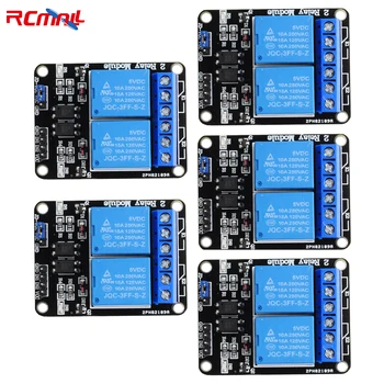 RCmall 5PCS 2-Канальный 5V 10A Релейный Модуль с Оптроном Низкого Уровня Триггера Плата Расширения для Arduino STM32 Raspberry Pi
