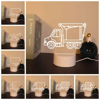 Новый грузовик 3D Led Оптическая иллюзия Настольная лампа Прикроватная Перезаряжаемые ночные светильники Детский Рождественский подарок