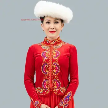 2023 национальная цветочная вышивка, китайское винтажное бархатное пальто, женская традиционная куртка hanfu с пайетками, восточный этнический костюм эпохи тан
