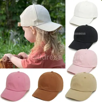 Детская бейсболка для девочек и мальчиков, однотонные Регулируемые шляпы, Солнцезащитная детская шапочка в стиле хип-хоп, мягкие хлопковые уличные детские кепки