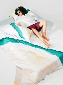 Модный весенне-летний комплект из четырех предметов Tencel, простое стеганое одеяло с принтом, двойное шелковистое