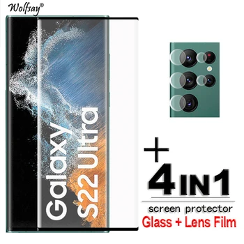 Для Samsung Galaxy S22 Ultra Glass 3D с полным покрытием, Изогнутая защитная пленка для Samsung S22 Ultra 5G, пленка для HD-объектива из закаленного стекла