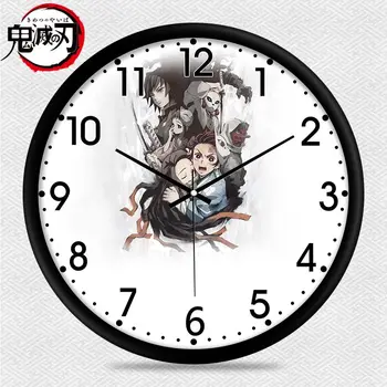 Аниме Demon Slayer Tanjiro Kimetsu No Yaiba Круглый Декор Настенные Часы SilentLarge Декоративные для Гостиной Спальни Офиса