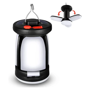 Светодиодный Фонарь для кемпинга на солнечной батарее, светильник с питанием от аккумуляторной батареи, Складные переносные фонари с подвесным крюком