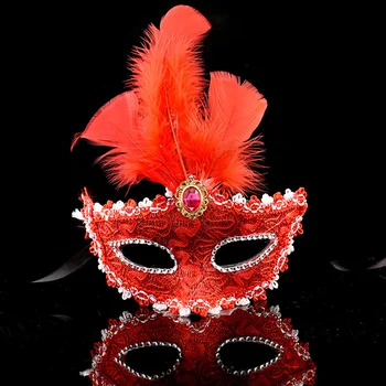Маска на Хэллоуин, Венецианский маскарад, маска принцессы для вечеринки с перьями, реквизит для детей и взрослых, пластиковые маски