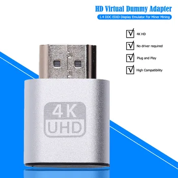 Компьютерный GPU HD1.4-совместимый Виртуальный Дисплейный Адаптер DDC EDID Dummy Plug Видеокарта Mining Rig Emulator для BTC ETH Miner