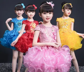 4 цвета, Балетное платье с блестками для девочек, детское праздничное платье для бальных танцев, детское джазовое платье-пачка