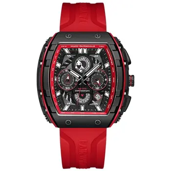 Лучший бренд Mark Fairwhale, Модные кварцевые часы для мужчин, Спортивный Силиконовый ремешок, Водонепроницаемые наручные часы Tonneau Mille, подарок для мальчика 2023
