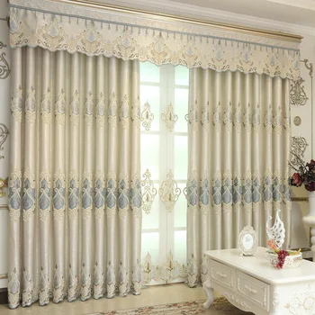 FYFUYOUFY, высококачественная штора с вышивкой в европейском стиле, синель, мягкая на ощупь штора для гостиной, затеняющая ткань, тюль