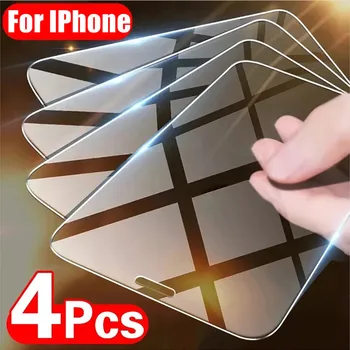 4шт Закаленное Стекло для iPhone 11 12 14 13 Pro Max Мини-Защитные Пленки для iPhone 14 Pro XS Max 6 6s 7 8 Plus XR X SE Glass