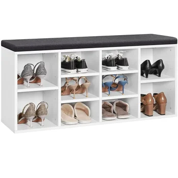 Скамейка для хранения обуви на 10 ячеек из дерева, пенопласта и ткани, белые шкафы для обуви, полки для обуви