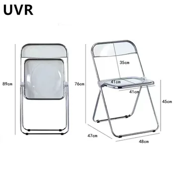 UVR Новый Обеденный стул С высококачественной прозрачной пластиковой спинкой, Стул для переговоров в домашнем офисе, Удобный складной стул