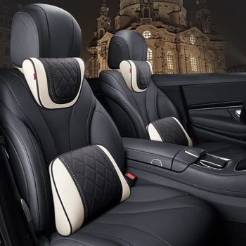 Подушка для подголовника автомобильного сиденья из натуральной кожи Napa, автомобильные подушки для шеи Mercedes Benz Maybach S-Class, автомобильные аксессуары для подголовника