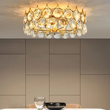 Американский потолочный светильник для гостиной, современное хрустальное освещение для спальни, скандинавская ретро светодиодная хрустальная лампа