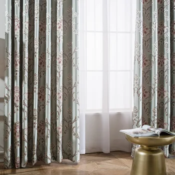 Жаккардовые шторы для гостиной Спальни Высокоточный Фон для французских окон Цветок Простая современная штора Затемнения