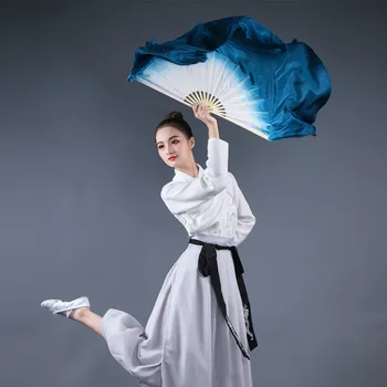 Шелковый веер Abanicos De Mano Китайский классический народный танцевальный веер для взрослых, удлиненный веер для танцев Янко, шелковые веера для танцевальных представлений