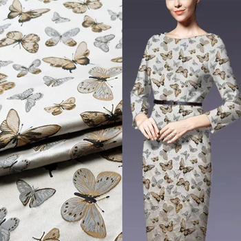 Рельефная жаккардовая парчовая ткань с объемной бабочкой для платья, тренча, костюма Cheongsam Hanfu, пошив на метр