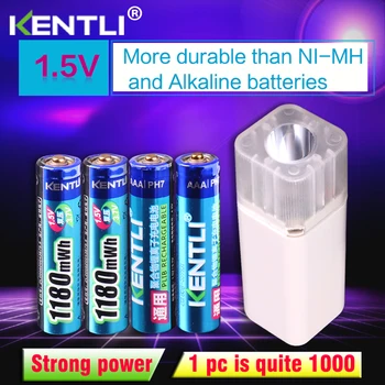 KENTLI 4шт 1,5 В 1180 МВтч AAA перезаряжаемая полимерно-литиевая батарея + 4 слота aa aaa литиевая батарея зарядное устройство с фонариком