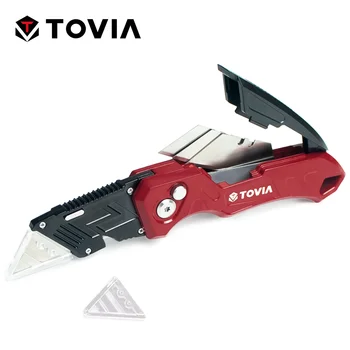 Складной нож TOVIA с 3 Лезвиями Универсальный Нож для Кабельных Коробок Картонных Коробок Режущий Нож с 3-Позиционными Фиксирующими лезвиями