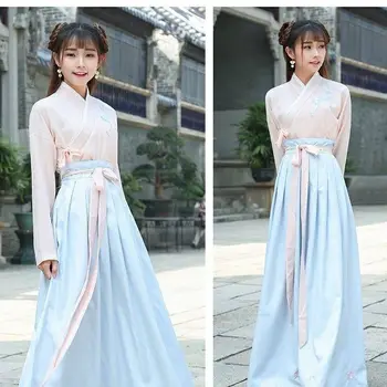 Улучшенный костюм ученицы Хань, старинный костюм для занятий, длинная юбка с цветочной феей, весенне-летние китайские элементы Хань