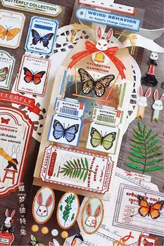 Винтажный образец бабочки-кролика Васи ПЭТ для изготовления открыток DIY Наклейка для Скрапбукинга