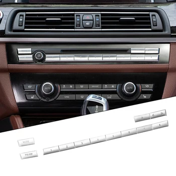 12X Для BMW 5 6 7 Серии 5GT F10 Хром 12 шт. Центральная накладка кнопки РЕЖИМА CD FM/AM Хромированная накладка кнопки Наклейки для ключей