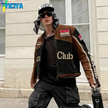 Куртка YICIYA, гоночная куртка-бомбер, женские коричневые университетские куртки, унисекс, хип-хоп, Ветровка, новая винтажная американская бейсбольная куртка, пальто 2023