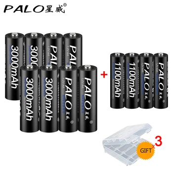 PALO 8шт 1,2 В AA Ni-MH аккумуляторная батарея 3000 мАч + 4шт 1100 мАч 1,2 В AAA аккумуляторные батареи для питания игрушек