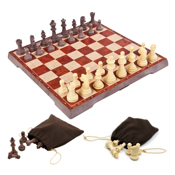 Магнитный складной набор шахмат, игровая доска из ретро-дерева, Портативная для путешествий, для взрослых и детей, для соревнований, для тренировок, четыре размера