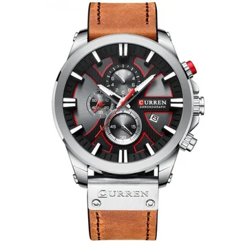 Кварцевые часы для мужчин с водонепроницаемым кожаным ремешком, стильные и роскошные мужские наручные часы для отдыха