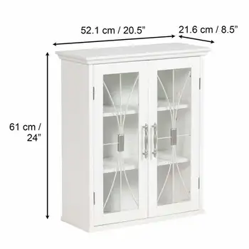 Съемный деревянный настенный шкаф с 2 дверцами, белый