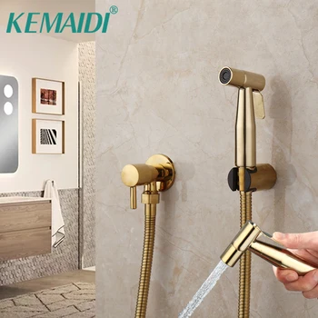 Золотая щетка KEMADI, Смеситель для биде, душ, Портативный Распылитель, Кран для горячей и холодной воды, гигиенические смесители для душа для ванной, туалета