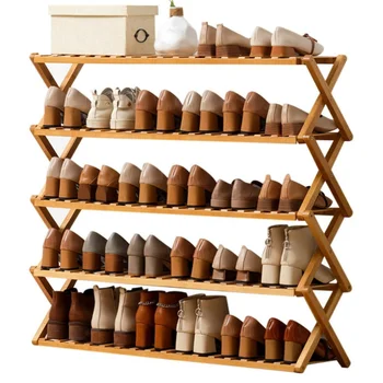 Складная деревянная полка для обуви-Деревянный шкаф для хранения обуви, Деревянный органайзер для хранения обуви, Полка для обуви для прихожей, ванной комнаты