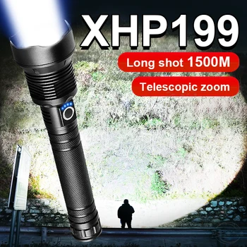 Самые мощные светодиодные фонари XHP199 High Power Torch Light XHP90 USB Перезаряжаемый фонарик 18650 Уличная лампа для кемпинга Lantern