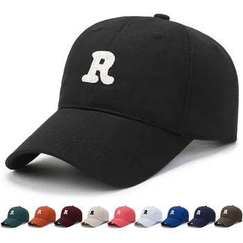 Бейсболка с вышитой буквой R, Классическая шляпа для папы, бейсболка с регулируемой застежкой на пряжку, спортивные Кепки