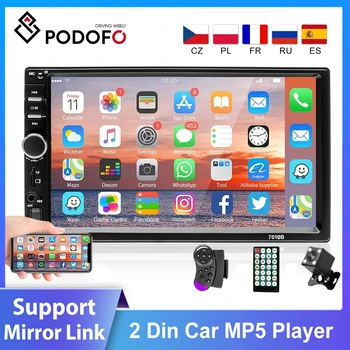 Podofo 2 Din автомагнитолы Bluetooth Авторадио HD сенсорный экран FM аудио Для Toyota KIA Автомобильный стерео MP5 MP3 мультимедийный радиоплеер
