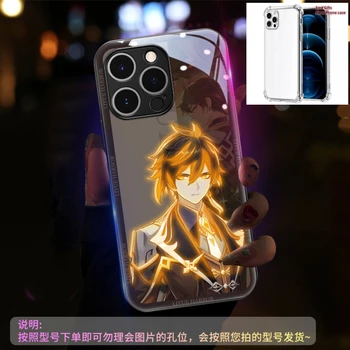 Для Genshin Impact Design Чехол Для iPhone 14 13 12 11 Pro Max X XS XR Mini SE2020 6 7 8 Plus со светодиодной Подсветкой Smart Control Защитный Чехол