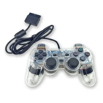 Прозрачный цвет для Sony PS2 проводной контроллер с двумя двигателями