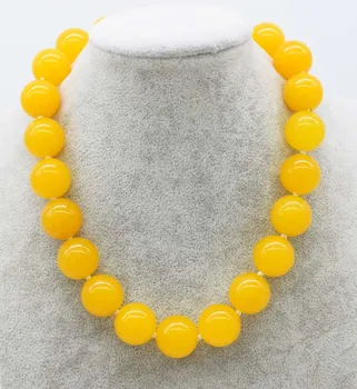 желтое нефритовое круглое ожерелье 18 мм 20 мм 17 дюймов натуральные бусины оптом большого размера
