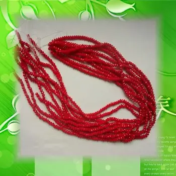 Бесплатная доставка Фарфоровые бусины красного цвета с отделкой кристаллами 4 мм, стеклянные бусины rondelles с гранью 3 мм