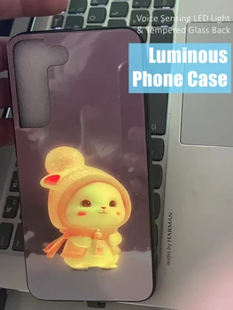 Считывающий голос Красочный светодиодный светильник, светящийся люминесцентным закаленным стеклом, гибкий чехол для телефона в рамке из ТПУ для Xiaomi 11 12 13 серии Redmi