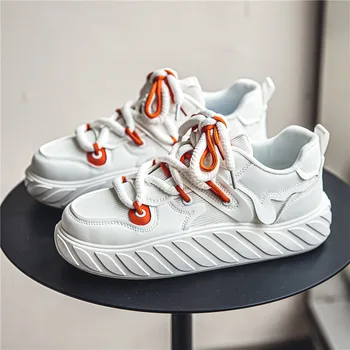Белые мужские кроссовки на платформе, повседневные сетчатые дышащие модные кроссовки для бега, Оригинальный бренд, студенческая мужская обувь для занятий спортом на открытом воздухе