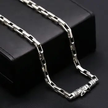 ожерелье с клетчатой цепочкой из стерлингового серебра 5 мм S925 пробы, мужское ожерелье из чистого тайского Серебра, Прямоугольная цепочка с перекрестными звеньями, ювелирный подарок