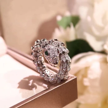 Европейское и американское высококачественное кольцо в форме змеи из стерлингового серебра 925 пробы, позолоченное, индивидуальное, Женское, роскошное, модное, брендовое ювелирное изделие